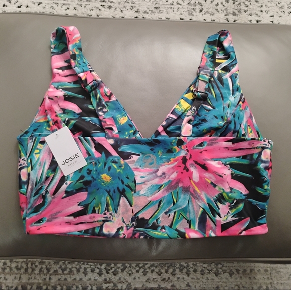Josie Natori Solstice Azalea Trellis Wave Athletic Crop Top, Sz XL - Picture 5 of 8